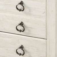 Isla Nightstand, 2 Drawers, 2 USB, Brown Wood Top, Rustic Whitewash -BM332851