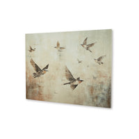 Accent Wall Decor, 36x48, Brown Hand Painted Canvas, Flocking Birds -BM332855