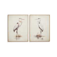 Accent Framed Wall Art Set of 2, 30x40, Painted Canvas of Heron Birds -BM332856