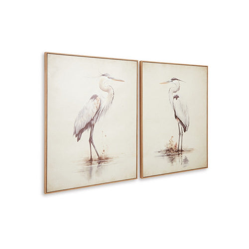 Accent Framed Wall Art Set of 2, 30x40, Painted Canvas of Heron Birds -BM332856