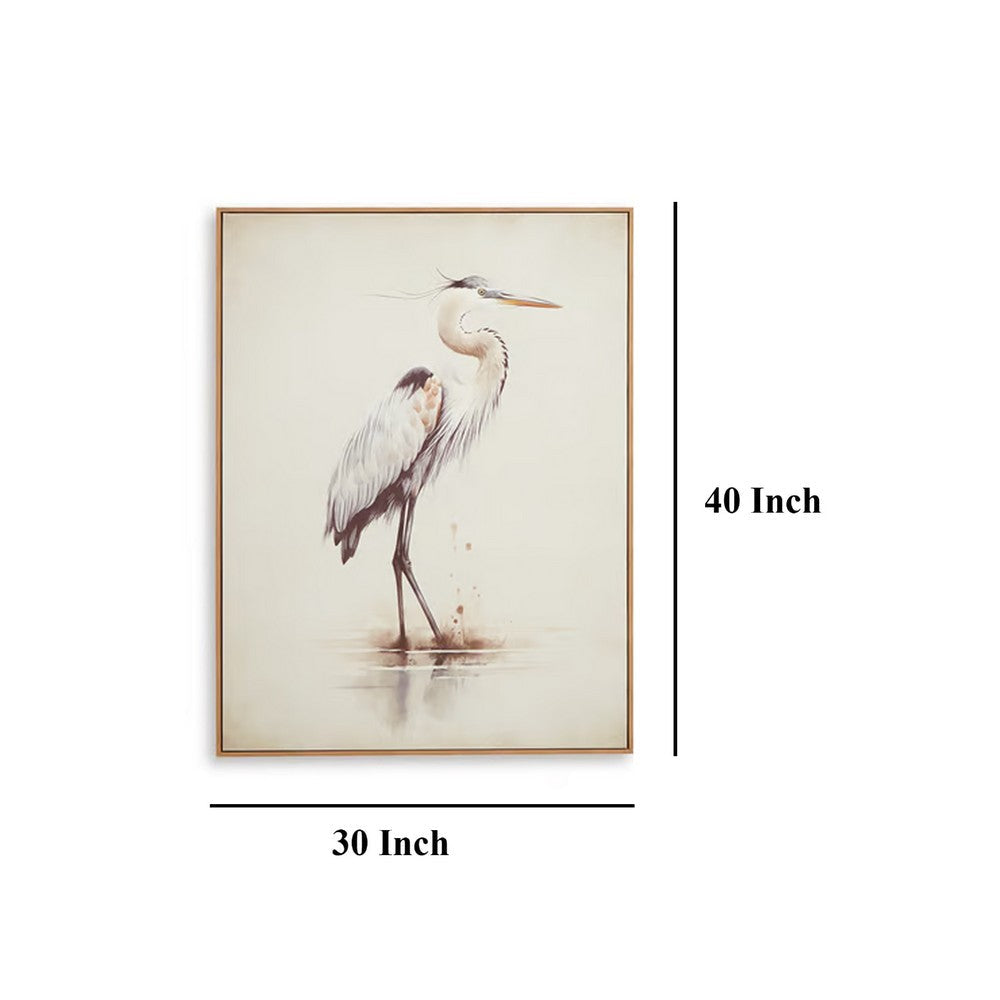 Accent Framed Wall Art Set of 2, 30x40, Painted Canvas of Heron Birds -BM332856