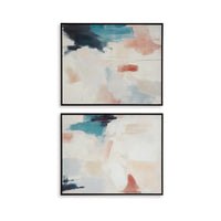 Framed Wall Art Set of 2, 24x30 Painted Canvas, Abstract Pink Blue -BM332857