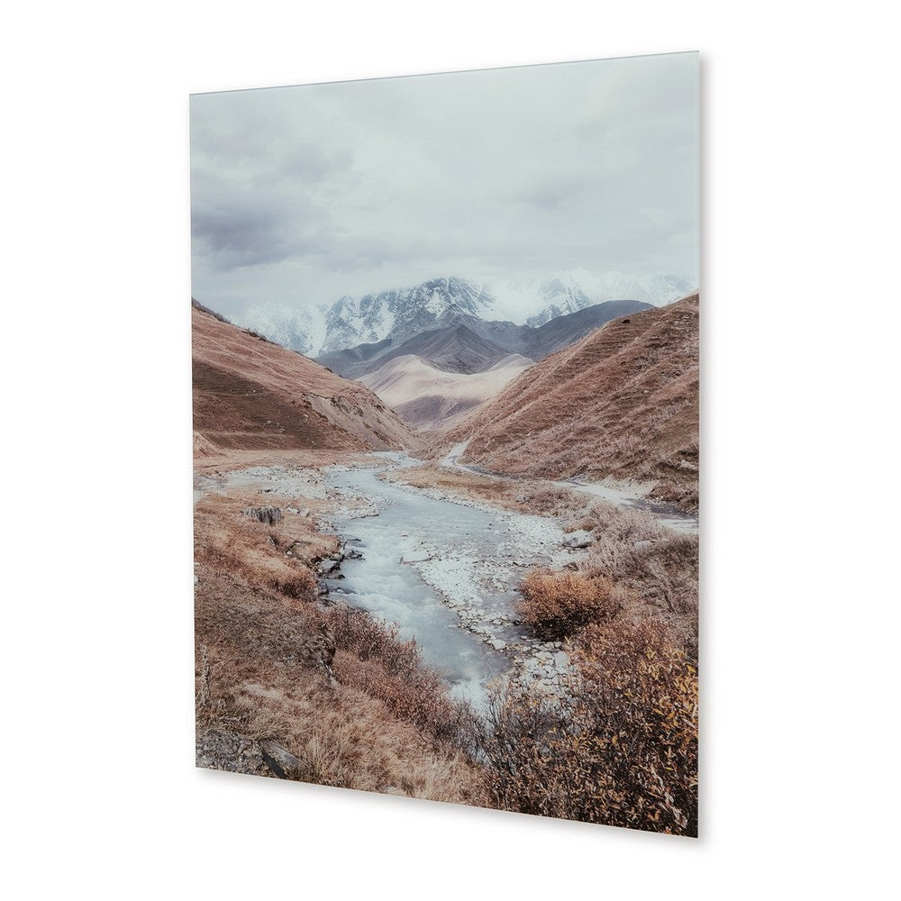 Accent Wall Art Decor, Printed Glass 36x48 Natural River and Mountains -BM332861