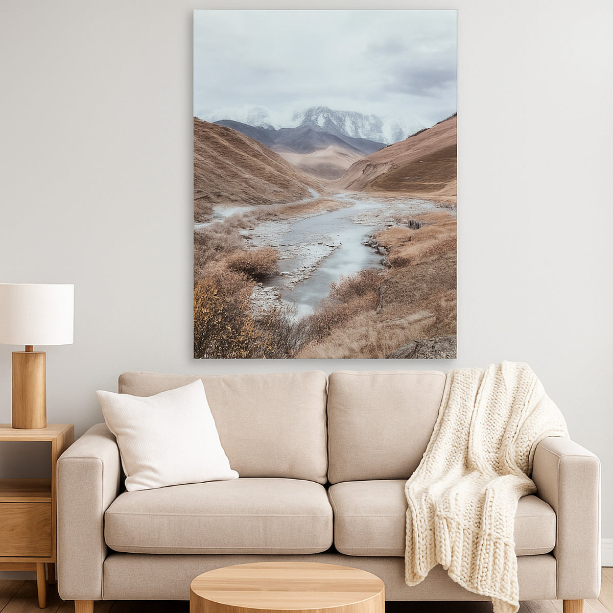 Accent Wall Art Decor, Printed Glass 36x48 Natural River and Mountains -BM332861