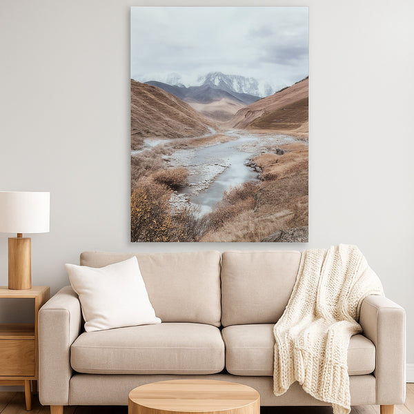 Accent Wall Art Decor, Printed Glass 36x48 Natural River and Mountains -BM332861