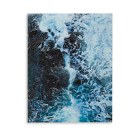 Accent Wall Art Decor, Printed Glass 36x48 Blue and White Ocean Waves -BM332863