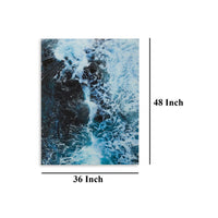 Accent Wall Art Decor, Printed Glass 36x48 Blue and White Ocean Waves -BM332863