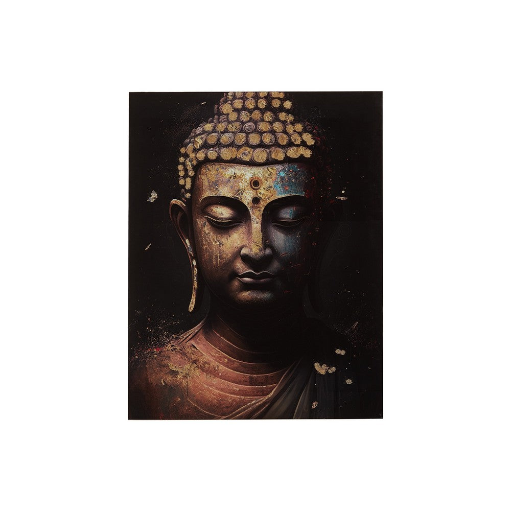 Accent Wall Art Decor, Printed Glass 36x48 Meditating Buddha, Black -BM332864