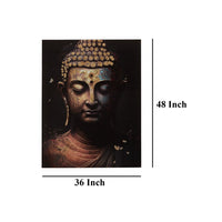 Accent Wall Art Decor, Printed Glass 36x48 Meditating Buddha, Black -BM332864