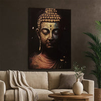 Accent Wall Art Decor, Printed Glass 36x48 Meditating Buddha, Black -BM332864