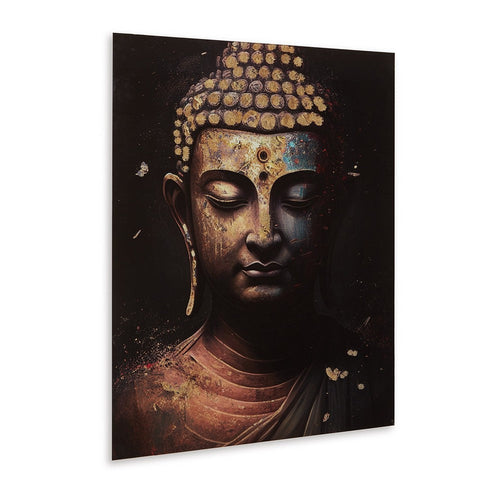 Accent Wall Art Decor, Printed Glass 36x48 Meditating Buddha, Black -BM332864
