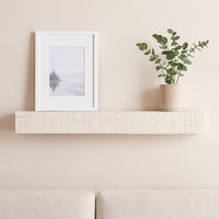 Novo Accent Wall Shelf, 38 Inch White Solid Wood, Saw Wood Texture -BM332869