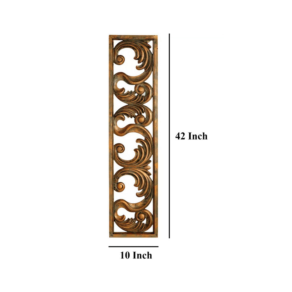 Accent Wall Decoration, Classic Scrolled Design 10x42 Gold Tone Finish -BM332870