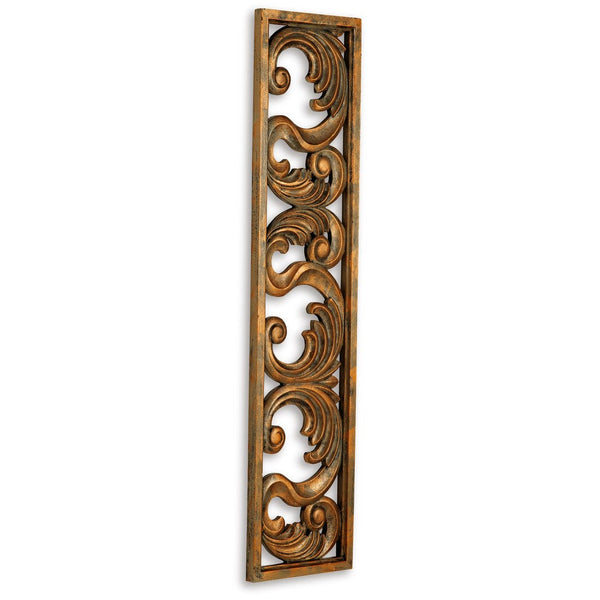 Accent Wall Decoration, Classic Scrolled Design 10x42 Gold Tone Finish -BM332870
