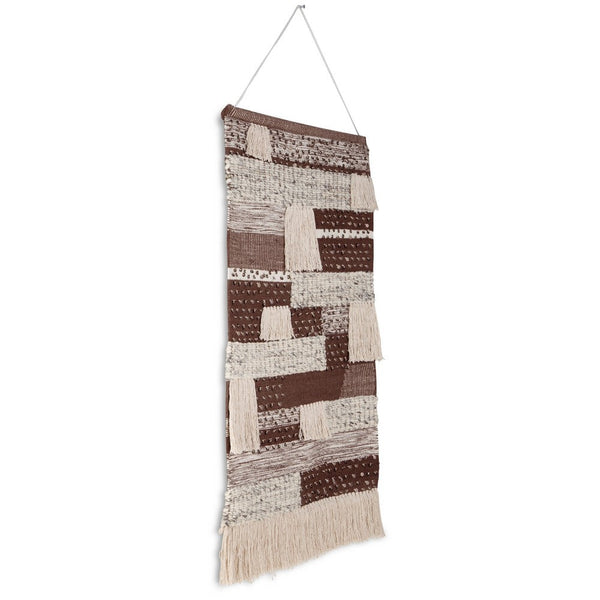 Hanging Tapestry Wall Art Decor, Brown White Stripes, 30x50 Polyester -BM332871