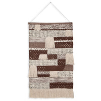Hanging Tapestry Wall Art Decor, Brown White Stripes, 30x50 Polyester -BM332871