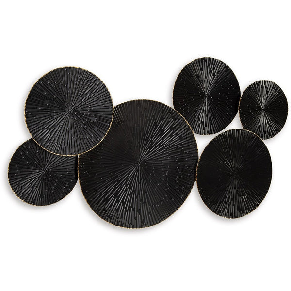 Decorative Wall Art, Geometric Metal Sculpture 21x36 Black and Gold -BM332874