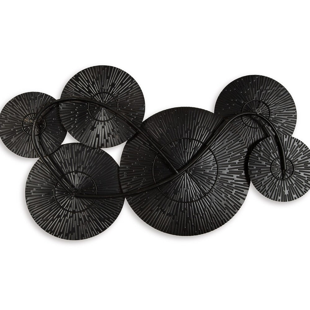 Decorative Wall Art, Geometric Metal Sculpture 21x36 Black and Gold -BM332874