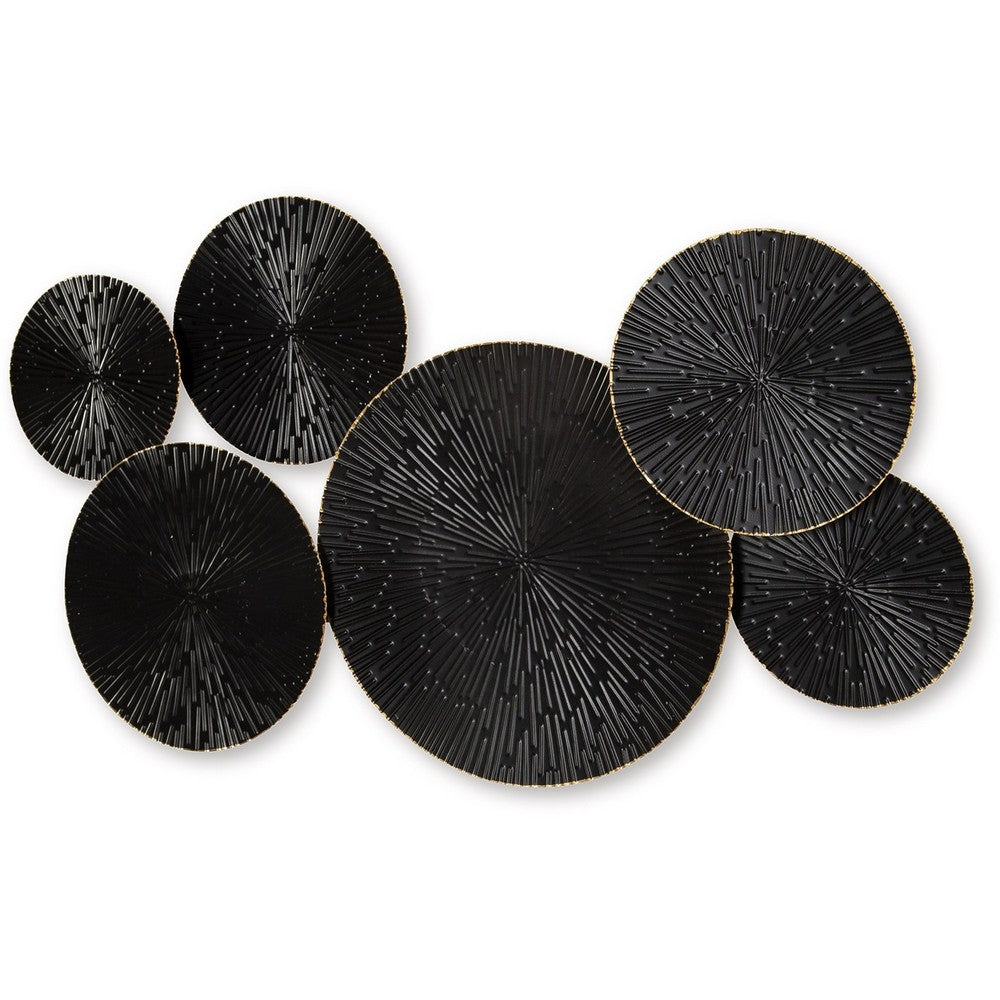 Decorative Wall Art, Geometric Metal Sculpture 21x36 Black and Gold -BM332874