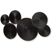 Decorative Wall Art, Geometric Metal Sculpture 21x36 Black and Gold -BM332874