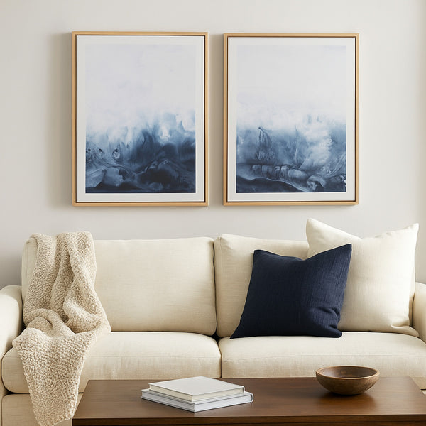 Holine 2 Piece Wall Art Set, 24x30, Blue and White Abstract Canvas -BM332876