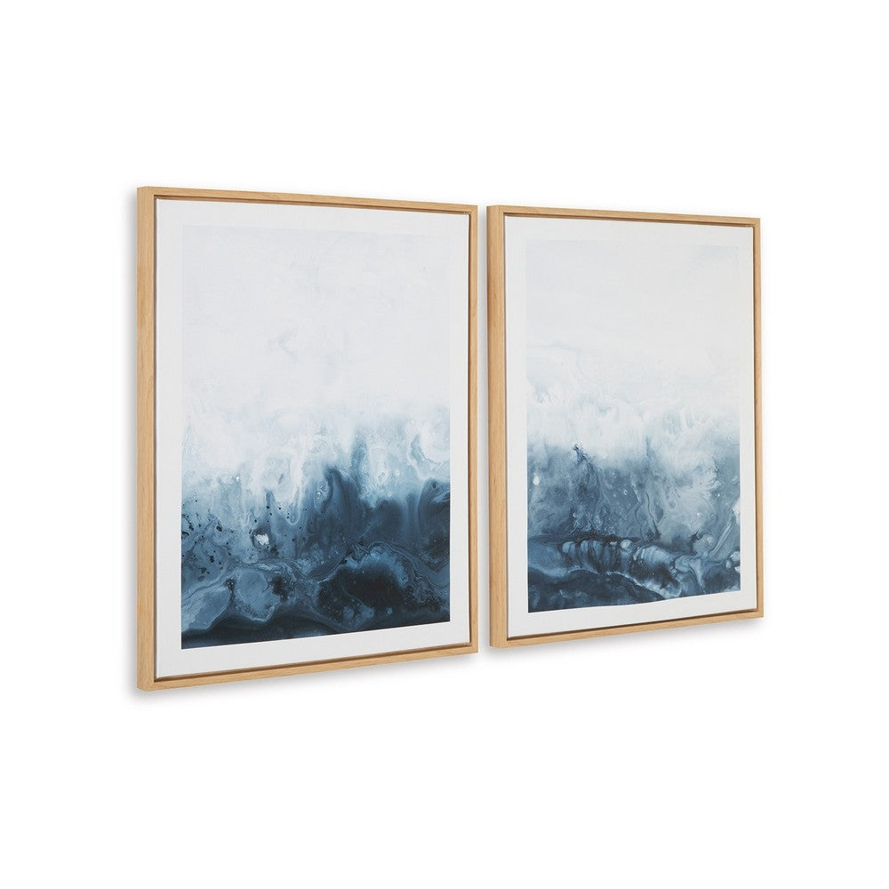 Holine 2 Piece Wall Art Set, 24x30, Blue and White Abstract Canvas -BM332876