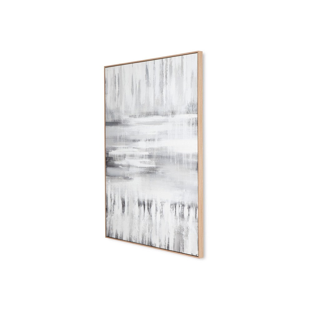 Estti Wall Art, 35x47, Gray White, Framed Hand Painted Abstract Design -BM332880