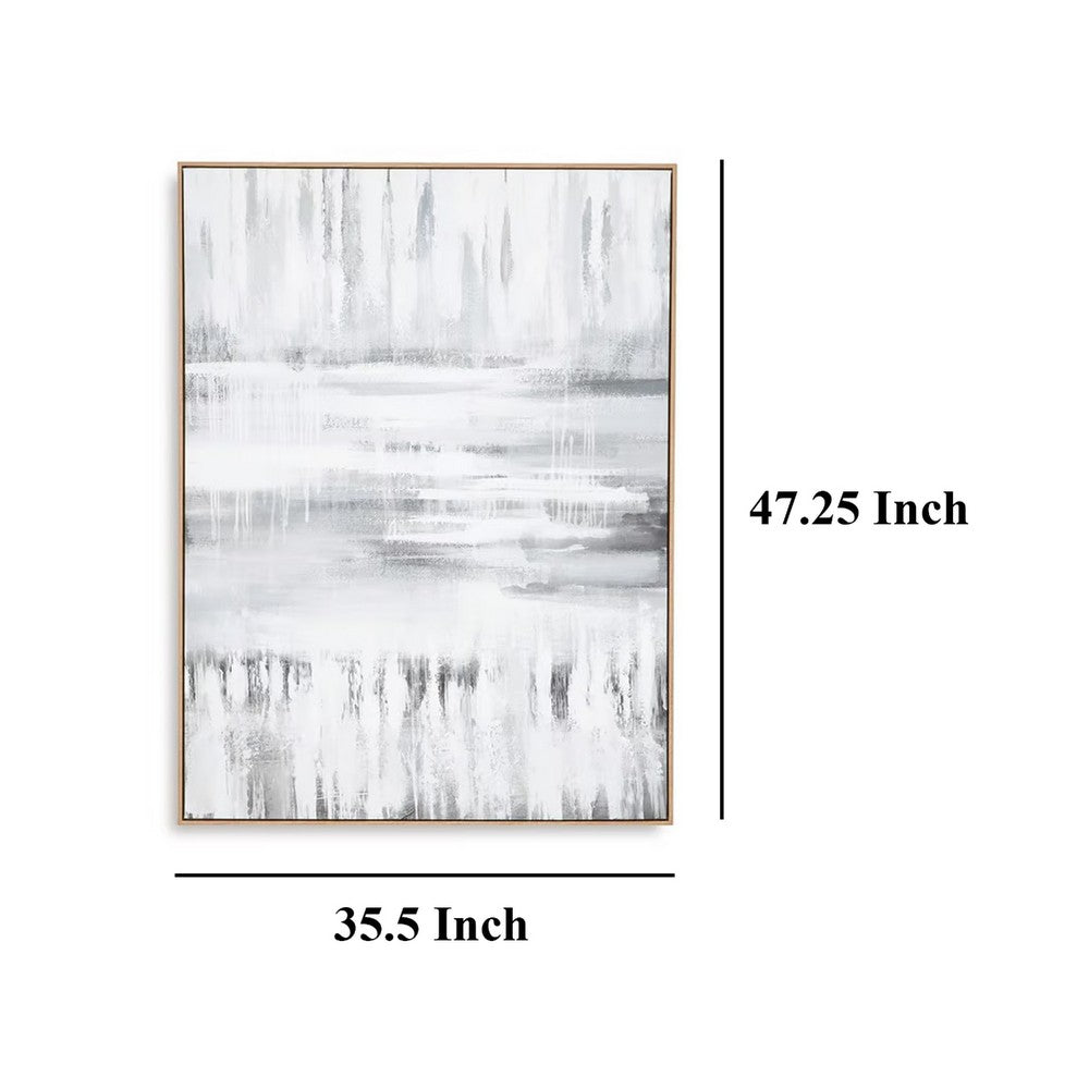 Estti Wall Art, 35x47, Gray White, Framed Hand Painted Abstract Design -BM332880