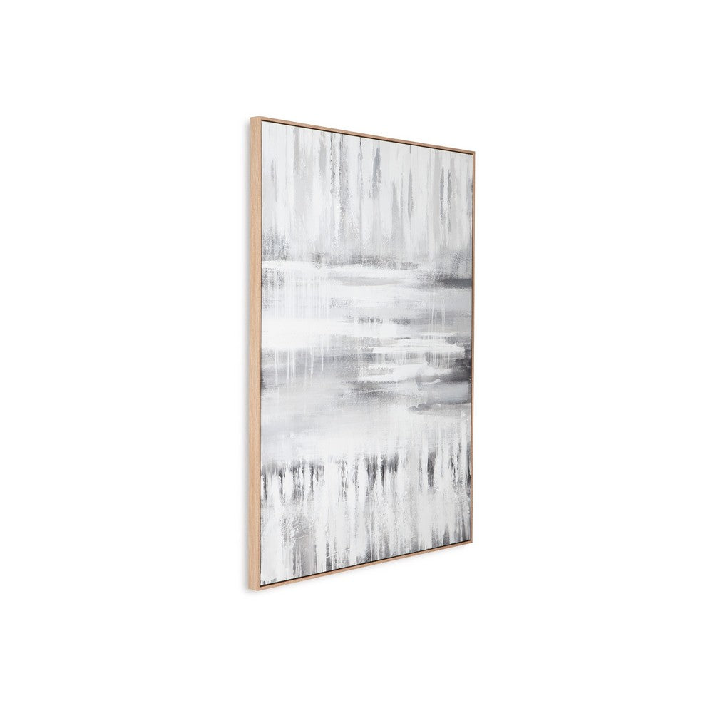 Estti Wall Art, 35x47, Gray White, Framed Hand Painted Abstract Design -BM332880