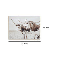 Griff Longhorn Ox Wall Art, 36x48, Framed Canvas, Beige and Brown -BM332881