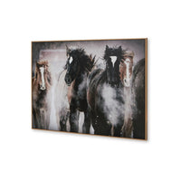 Hose Wall Art, 36x48 Painted Canvas, Brown Black White Running Horses -BM332882