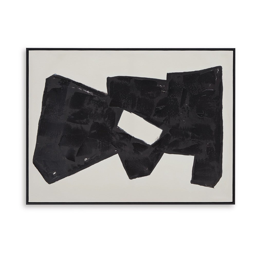 Garcy Wall Art Painting, 30x40, Black and Cream Framed Abstract Decor -BM332883