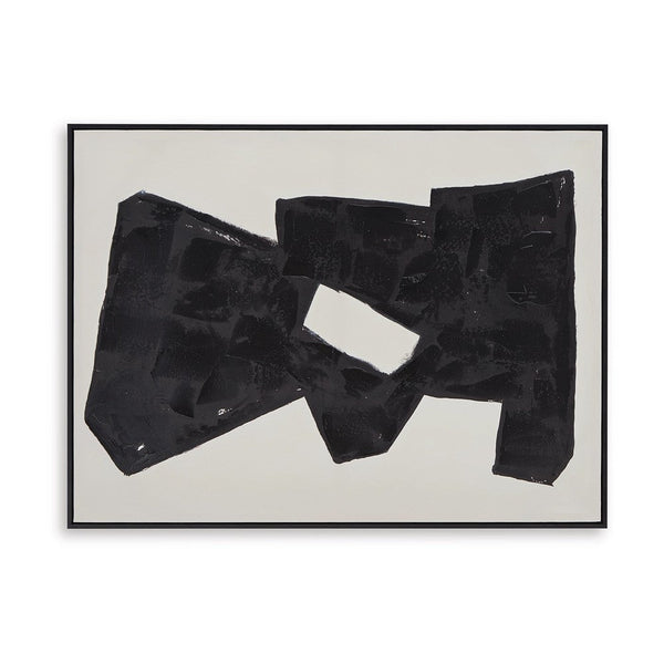 Garcy Wall Art Painting, 30x40, Black and Cream Framed Abstract Decor -BM332883