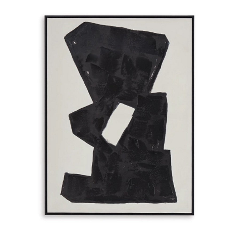 Garcy Wall Art Painting, 30x40, Black and Cream Framed Abstract Decor -BM332883