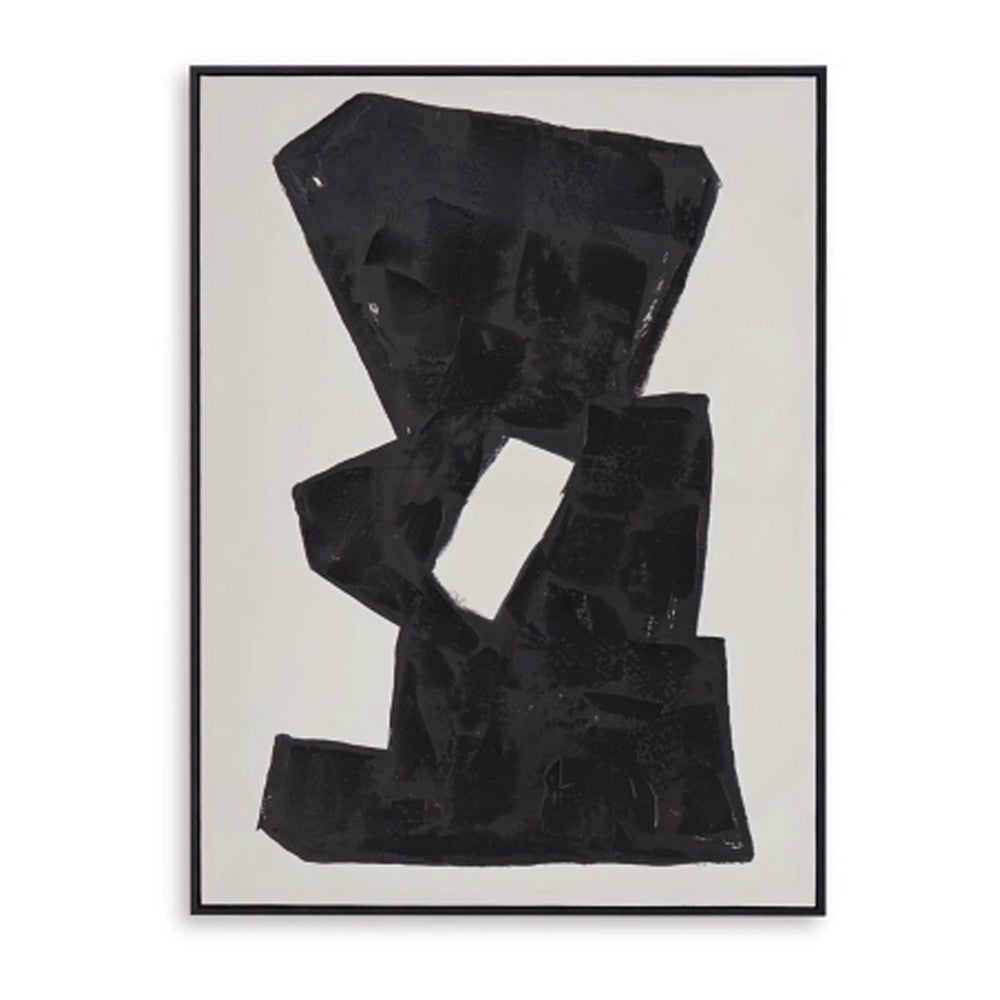 Garcy Wall Art Painting, 30x40, Black and Cream Framed Abstract Decor -BM332883