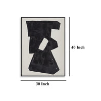 Garcy Wall Art Painting, 30x40, Black and Cream Framed Abstract Decor -BM332883