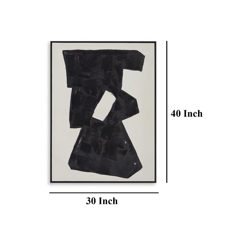 Garcy Wall Art Painting, 30x40, Black and Cream Framed Abstract Decor -BM332883