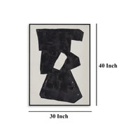 Garcy Wall Art Painting, 30x40, Black and Cream Framed Abstract Decor -BM332883