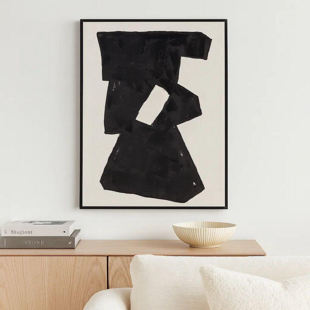 Garcy Wall Art Painting, 30x40, Black and Cream Framed Abstract Decor -BM332883
