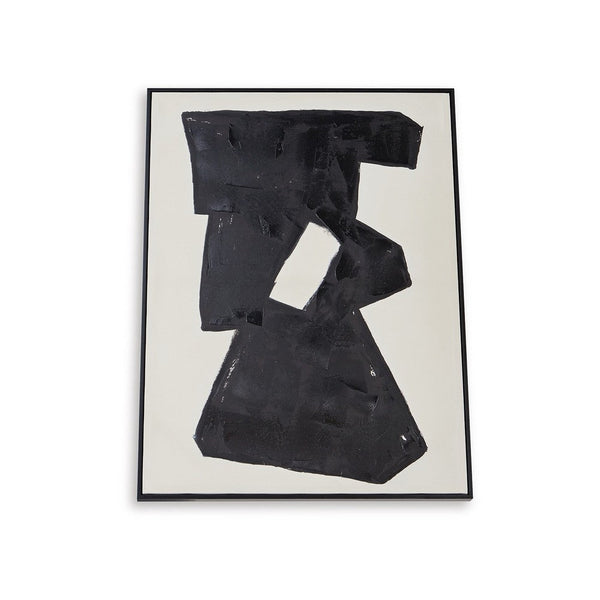 Garcy Wall Art Painting, 30x40, Black and Cream Framed Abstract Decor -BM332883