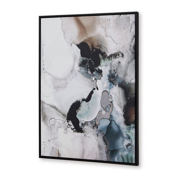 Lerry Abstract Wall Art Painting, 30x40 Framed Canvas Black White Gray -BM332886