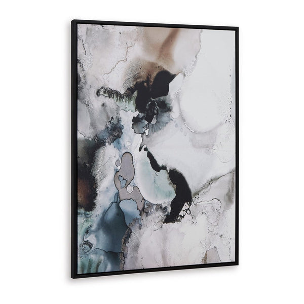 Lerry Abstract Wall Art Painting, 30x40 Framed Canvas Black White Gray -BM332886