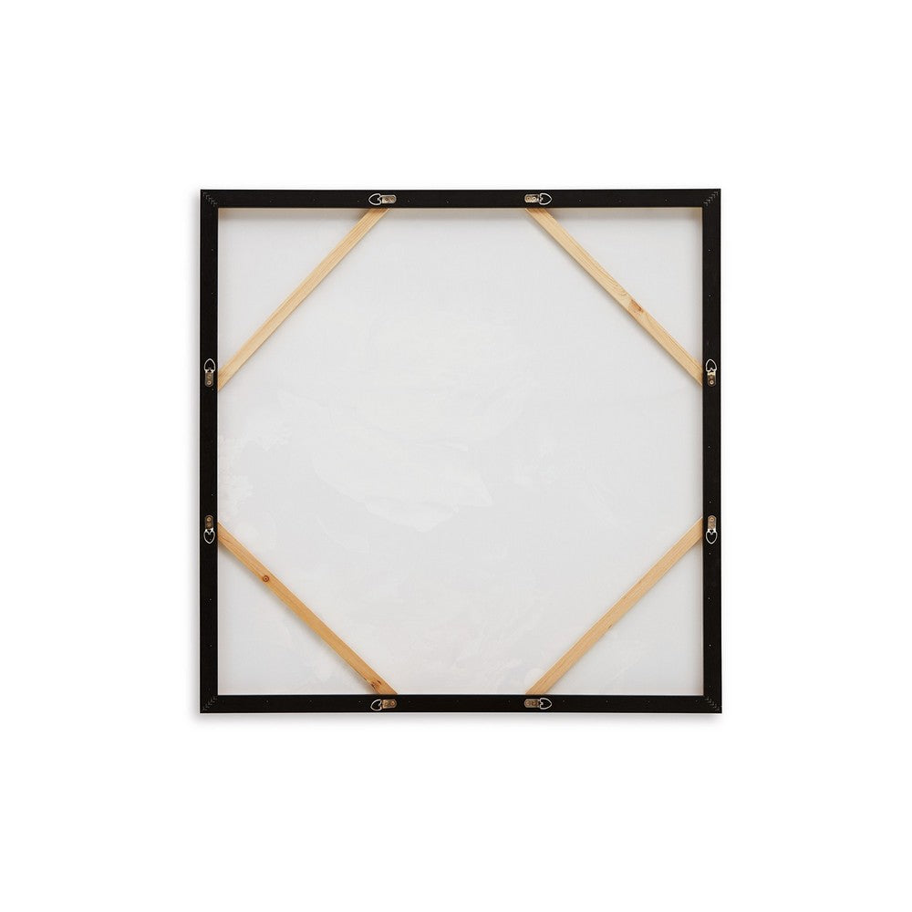 Cruz Floral Wall Art, 40x40 Framed Canvas, Beige, Brown, and Blue -BM332887