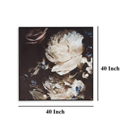 Cruz Floral Wall Art, 40x40 Framed Canvas, Beige, Brown, and Blue -BM332887