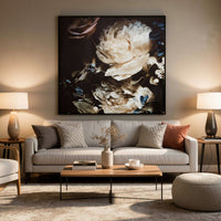 Cruz Floral Wall Art, 40x40 Framed Canvas, Beige, Brown, and Blue -BM332887