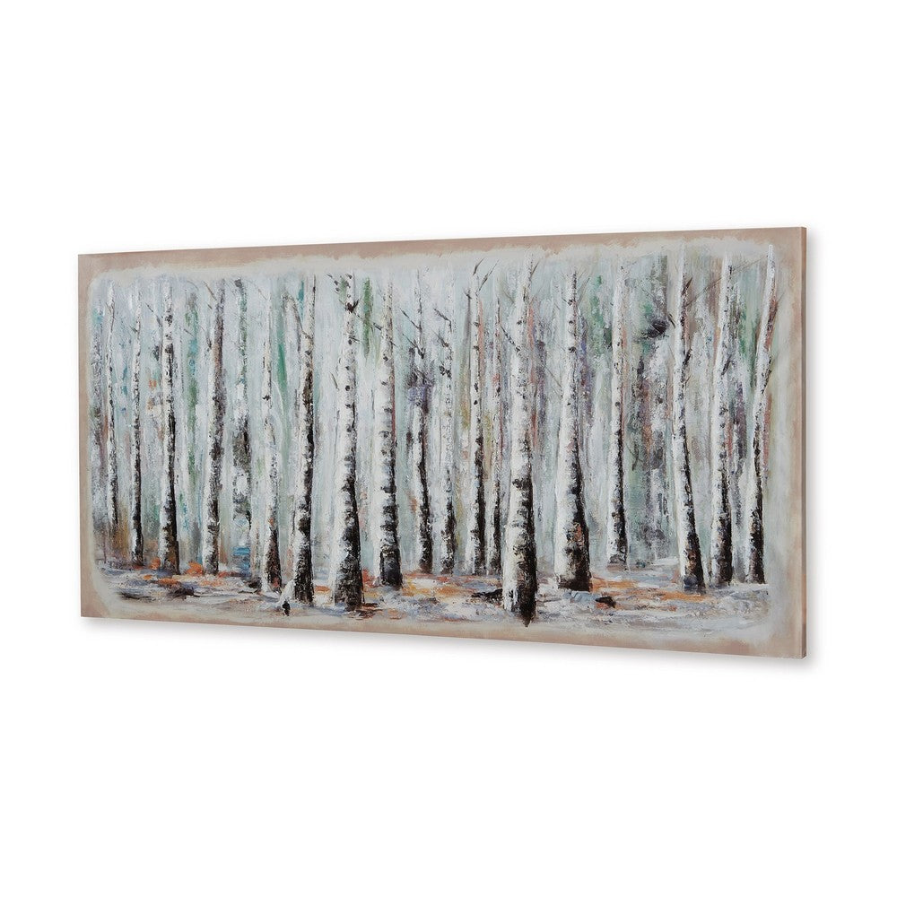 Alp Treescape Wall Art, 30x60, Multi-Colored Hand Painted Canvas -BM332888