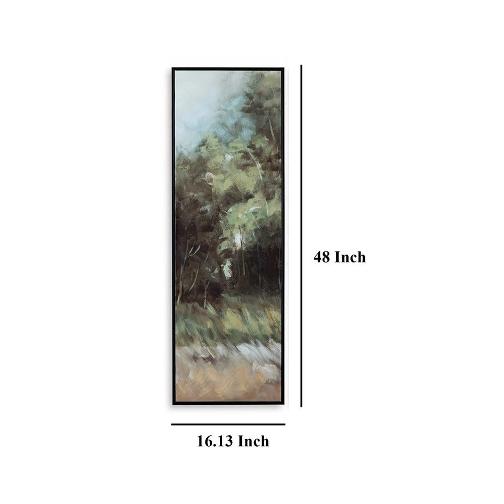 Dansy 2pc Framed Wall Art Set, 16x48, Green, Brown Hand Painted Canvas -BM332889