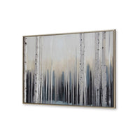 Vetra Wall Art, 36x48, Framed Blue White Treescape Hand Painted Canvas -BM332892