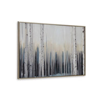 Vetra Wall Art, 36x48, Framed Blue White Treescape Hand Painted Canvas -BM332892