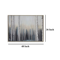 Vetra Wall Art, 36x48, Framed Blue White Treescape Hand Painted Canvas -BM332892